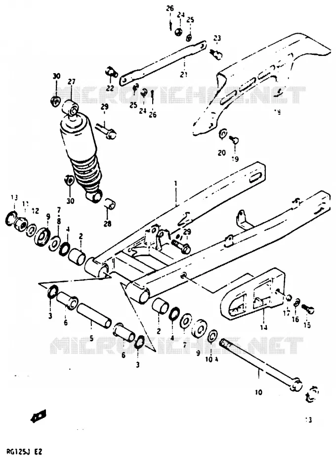 BRAS OSCILLANT ARRIERE Suzuki MOTO 125 RG 1988  RG125J(G/H/J)