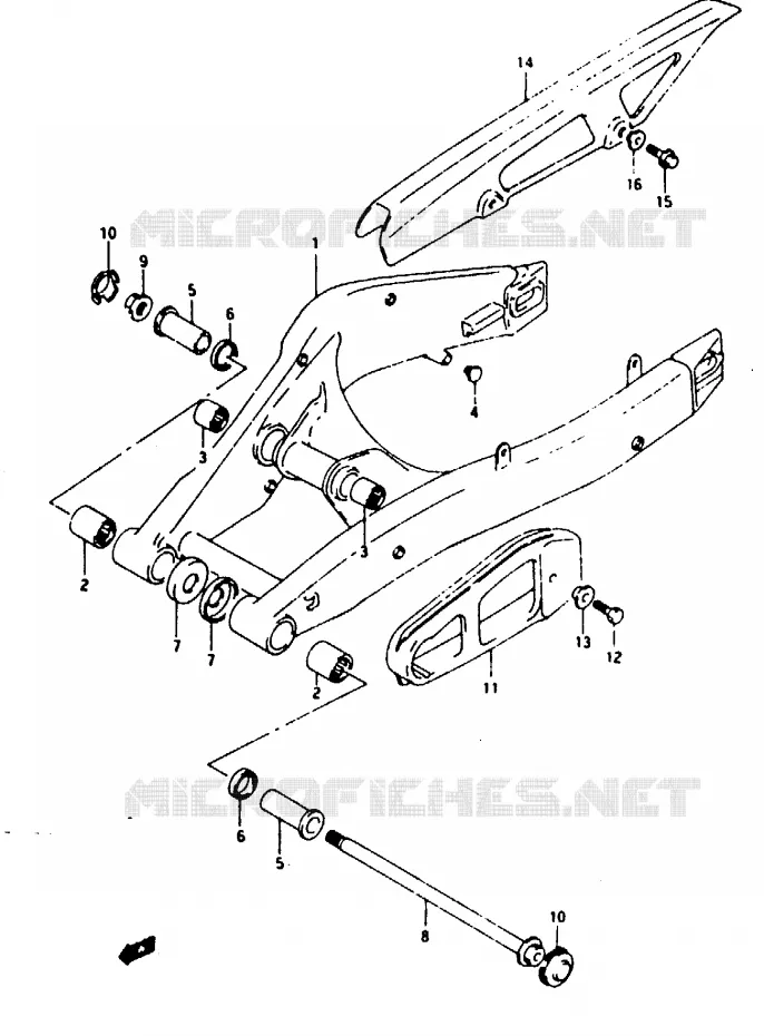 BRAS OSCILLANT ARRIERE Suzuki MOTO 125 RG 1993  RG125FUP(N/P/R)