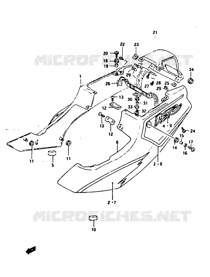 CARENAGES ARRIERE  (MODELE R) Suzuki MOTO 125 RG 1992  RG125FUN(N/P/R)
