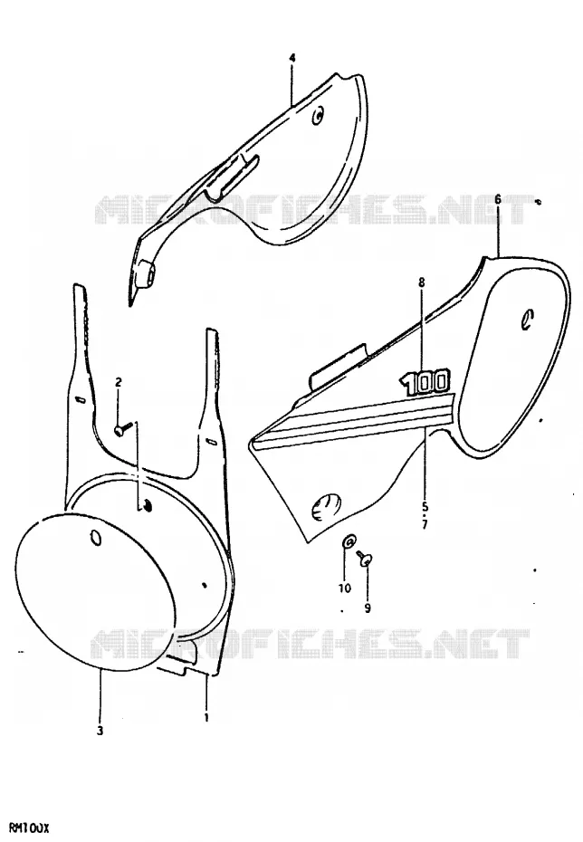 CARENAGES ARRIERE  (RM100X) Suzuki MOTO 100 RM 1999  RM100X(N/T/X)