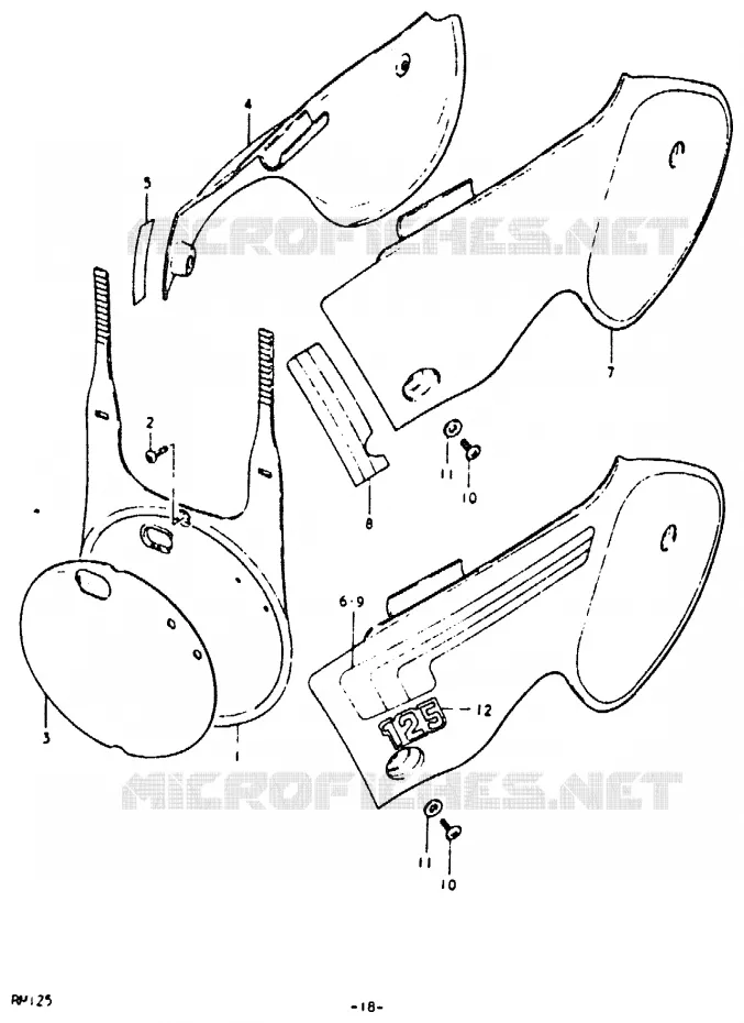 CARENAGES ARRIERE Suzuki MOTO 125 RM 1979  RM125N