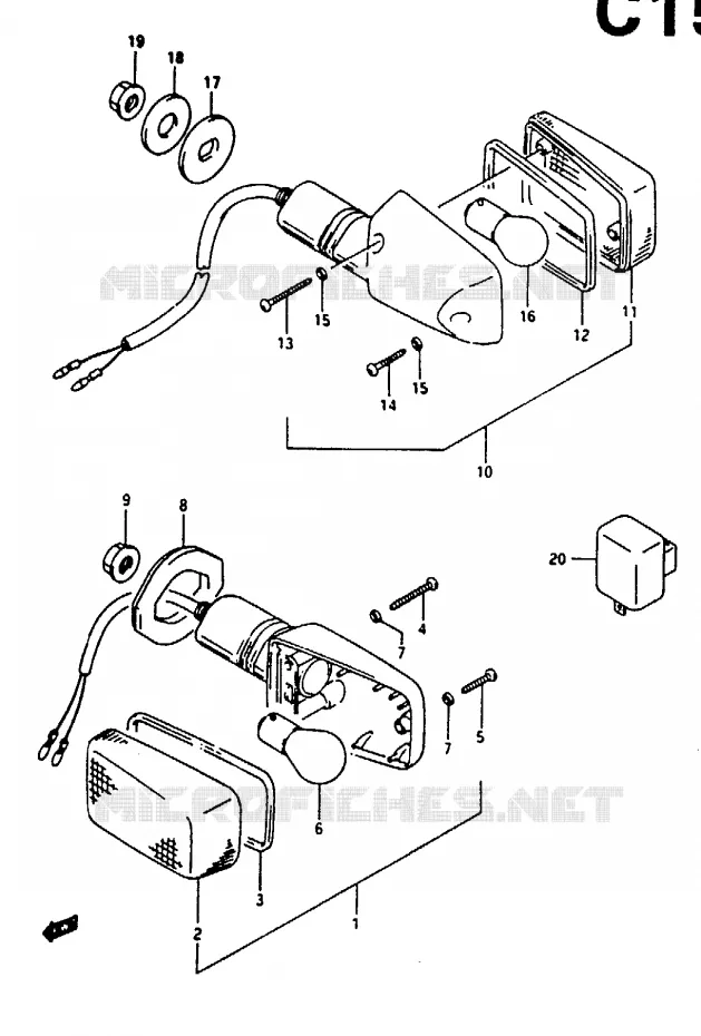 CLIGNOTANTS (E2, E4, E15, E17, E18, E34) Suzuki MOTO 125 RG 1994  RG125FR(N/P/R)