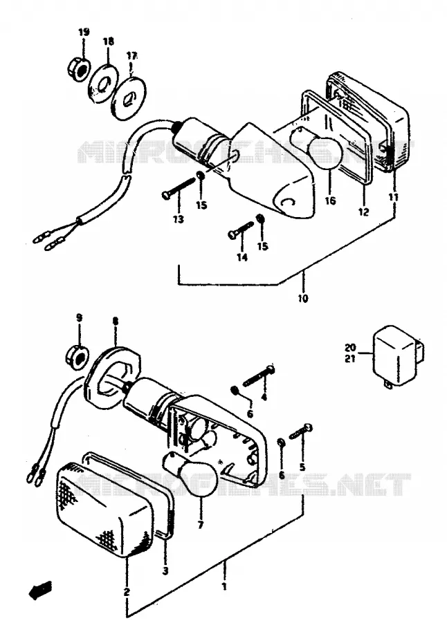 CLIGNOTANTS (E2,E21,E22) Suzuki MOTO 250 RG 1991  RGV250LM