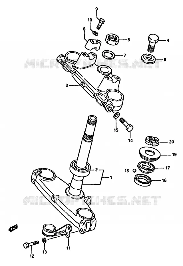 COLONNE DE DIRECTION (MODELE G/H) Suzuki MOTO 125 RM 1987  RM125H(G/H/J)