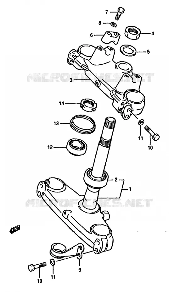 COLONNE DE DIRECTION (MODELE J) Suzuki MOTO 125 RM 1987  RM125H(G/H/J)