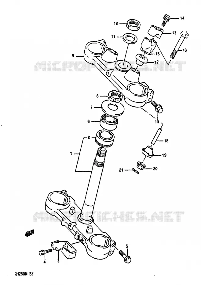 COLONNE DE DIRECTION (MODELE M/N) Suzuki MOTO 250 RM 1990  RM250L(K/L/M/N)