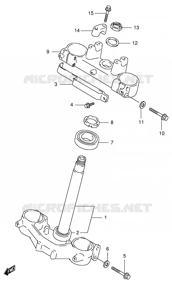 COLONNE DE DIRECTION (MODELE T/V/W) Suzuki MOTO 125 RM 1996  RM125T(E2)