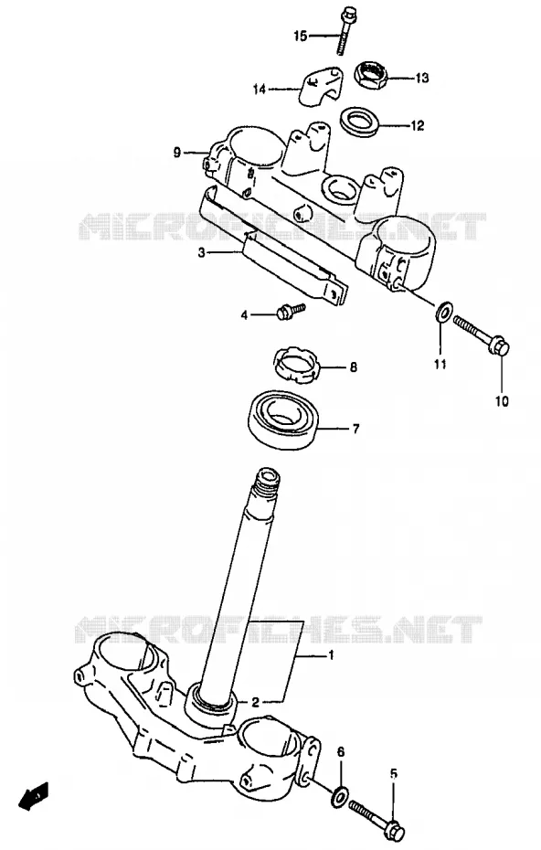 COLONNE DE DIRECTION (MODELE T/V/W) Suzuki MOTO 250 RM 1997  RM250V(T/V/W/X/Y)