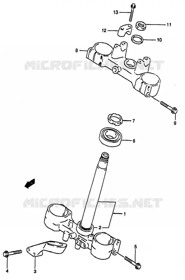 COLONNE DE DIRECTION (MODELE X/Y) Suzuki MOTO 250 RM 1998  RM250W(T/V/W/X/Y)