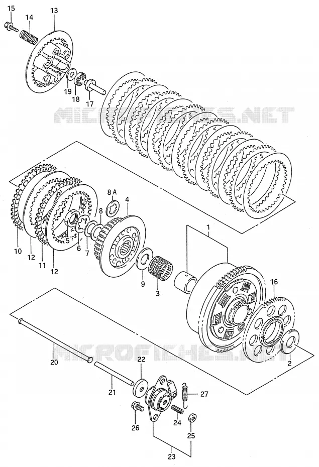 EMBRAYAGE (MODELE N/P/R/S/T) Suzuki MOTO 600 GSX-F 1995  GSX600FS(E28)