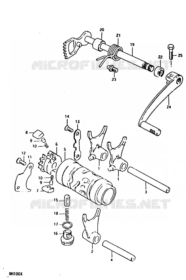 ENSEMBLE DE SELECTION DE VITESSES Suzuki MOTO 100 RM 1992  RM100N(N/T/X)