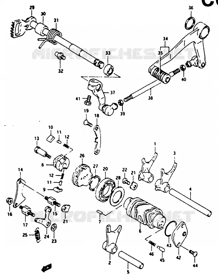 ENSEMBLE DE SELECTION DE VITESSES Suzuki MOTO 125 RG 1992  RG125FN(N/P/R)