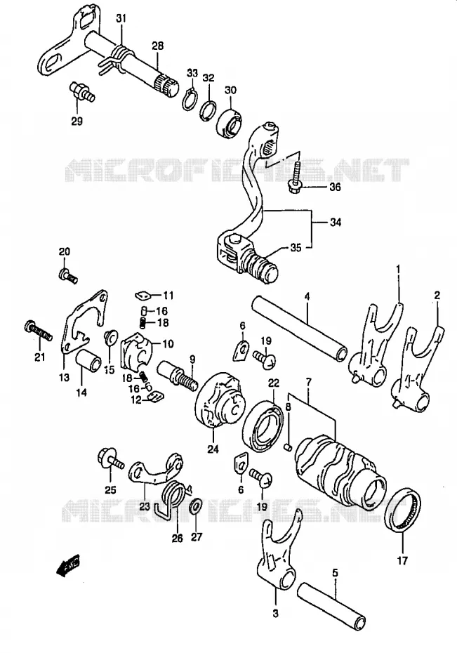 ENSEMBLE DE SELECTION DE VITESSES Suzuki MOTO 250 RM 2000  RM250Y(T/V/W/X/Y)