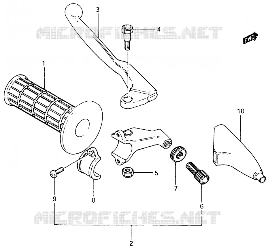 ENSEMBLE LEVIER - POIGNEE GAUCHE Suzuki MOTO 500 RM 1984  RM500E(D/E)