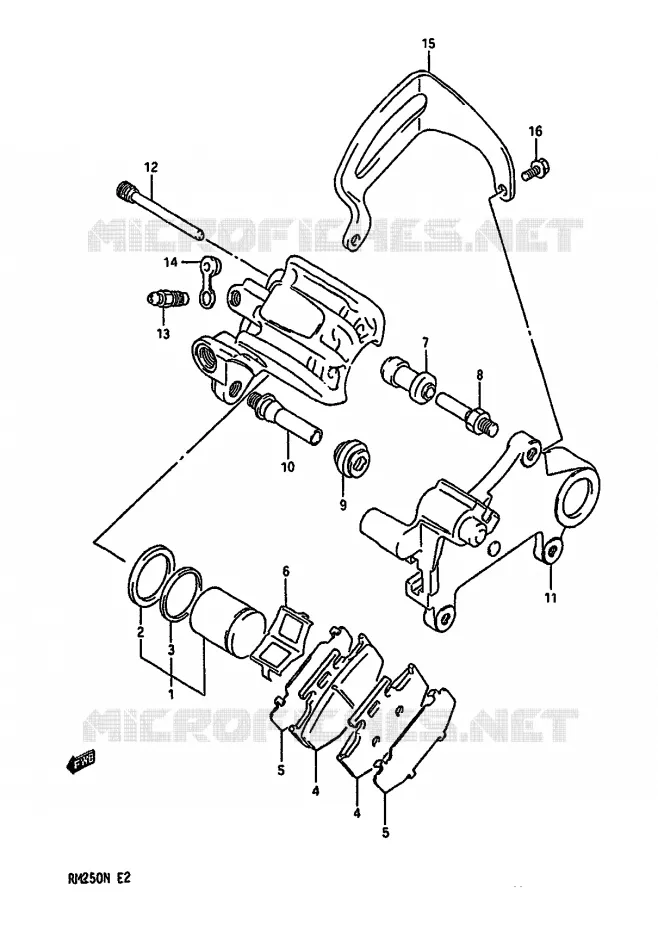 ETRIER DE FREIN ARRIERE (MODELE K) Suzuki MOTO 250 RM 1989  RM250K(K/L/M/N)