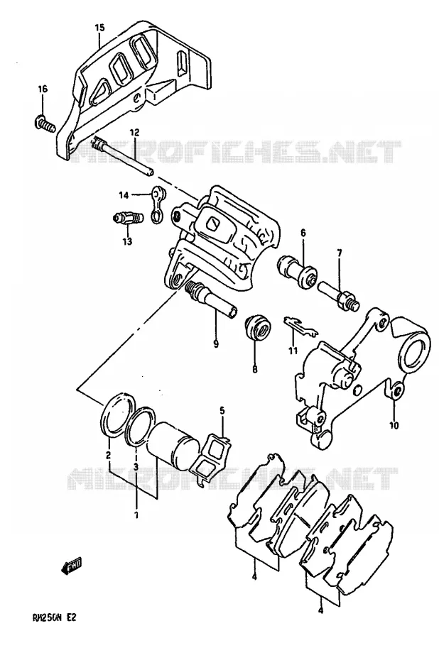 ETRIER DE FREIN ARRIERE (MODELE N) Suzuki MOTO 250 RM 1990  RM250L(K/L/M/N)
