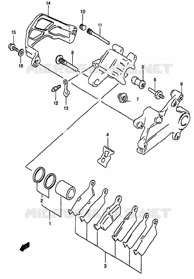 ETRIER DE FREIN ARRIERE Suzuki MOTO 250 RM 1997  RM250V(T/V/W/X/Y)