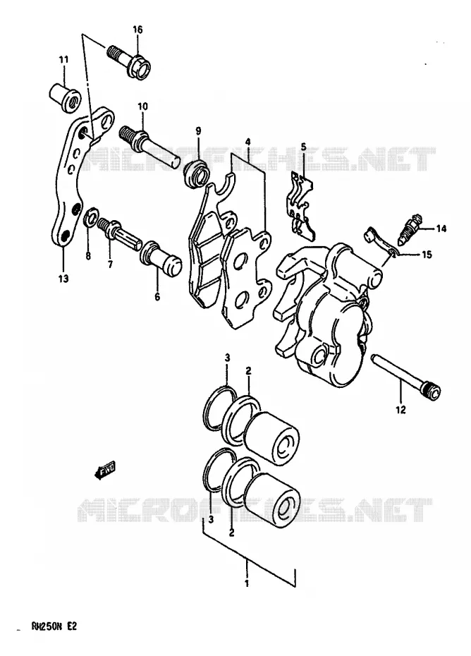 ETRIER DE FREIN AVANT (MODELE M/N) Suzuki MOTO 250 RM 1990  RM250L(K/L/M/N)