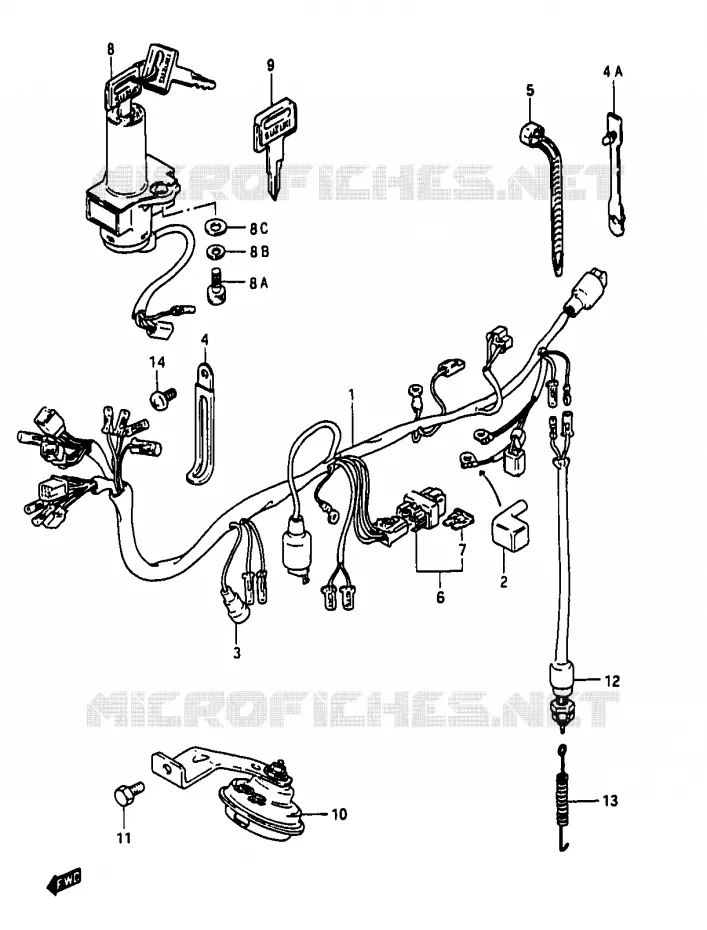 FAISCEAU ELECTRIQUE Suzuki MOTO 50 RG 1986  RG50G(D/E/F/1/G/J/K)
