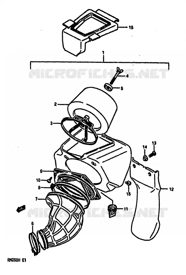 FILTRE A AIR (MODELE H) Suzuki MOTO 250 RM 1986  RM250G(G/H)