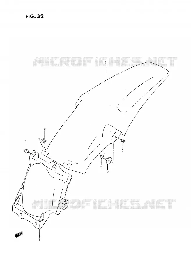 GARDE BOUE ARRIERE Suzuki MOTO 250 RM 1995  RM250S(E2)