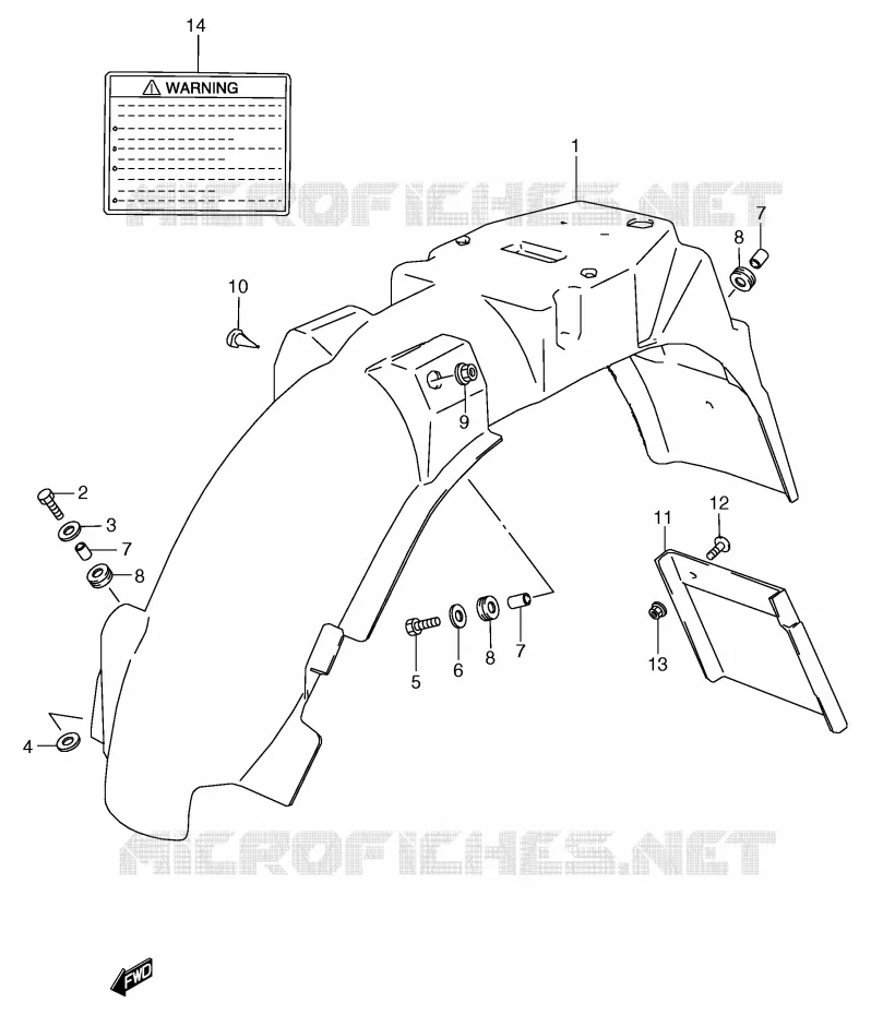 GARDE BOUE ARRIERE Suzuki MOTO 80 RG 1988  RG80J(E4)