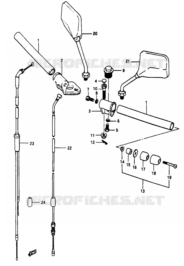 GUIDON (MODELE D F.NO.111266~ / MODELE E/F/G/J/K) Suzuki MOTO 50 RG 1985  RG50F1(D/E/F/1/G/J/K)