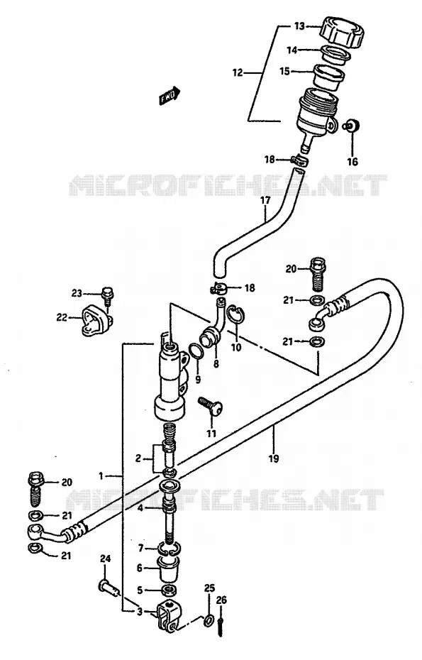 MAITRE CYLINDRE ARRIERE (MODELE J) Suzuki MOTO 125 RM 1986  RM125G(G/H/J)