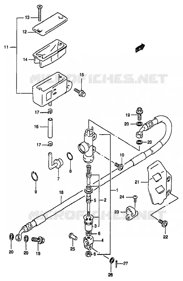MAITRE CYLINDRE ARRIERE Suzuki MOTO 250 RM 2000  RM250Y(T/V/W/X/Y)