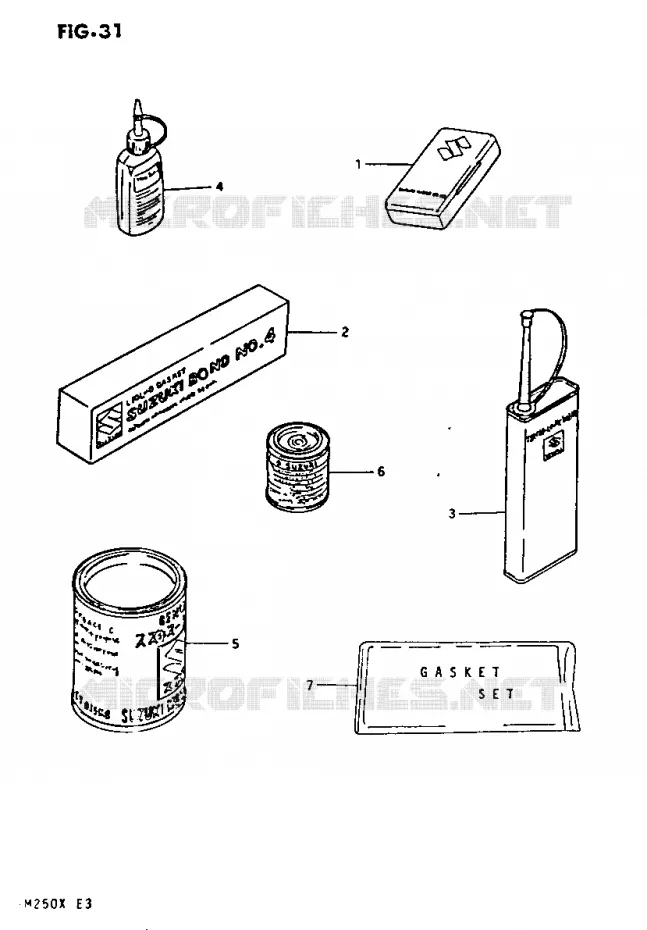 OPTIONS (PEINTURE, LUBRIFIANT, KIT JOINTS) Suzuki MOTO 250 RM 1981  RM250X