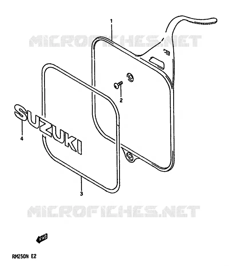 PLAQUE AVANT (MODELE K/L/M) Suzuki MOTO 250 RM 1989  RM250K(K/L/M/N)