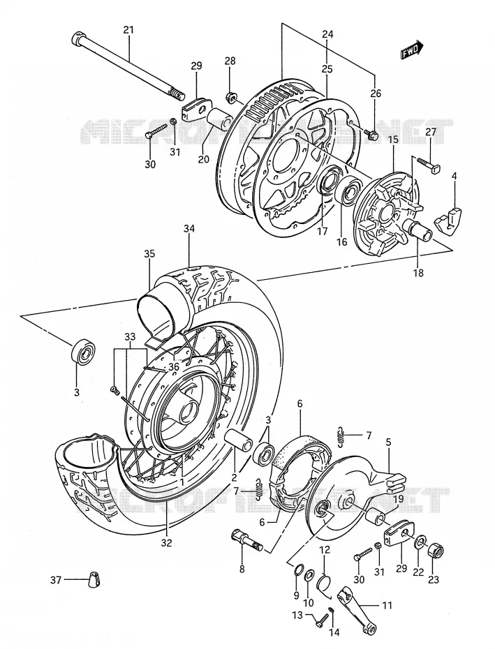 ROUE ARRIERE Suzuki MOTO 650 BOULEVARD 1988  LS650PJ(E28)
