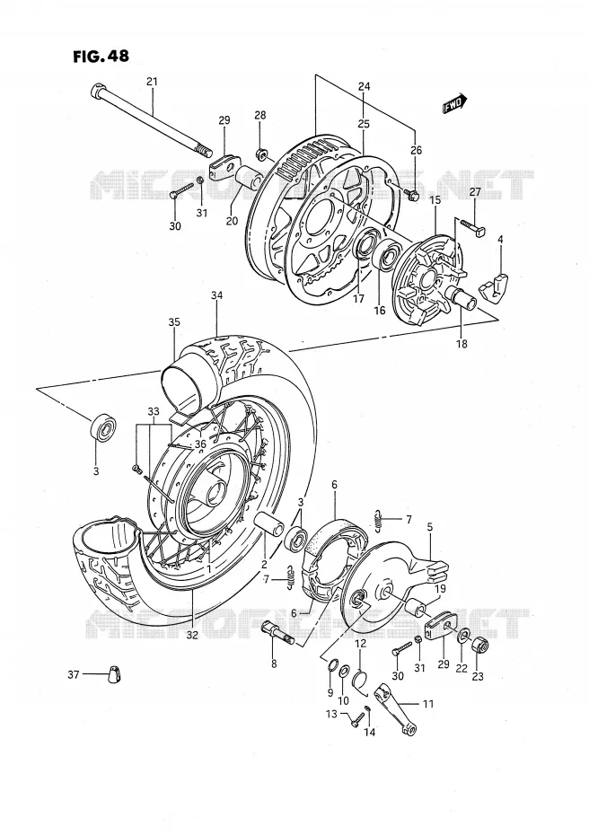ROUE ARRIERE Suzuki MOTO 650 SAVAGE 1986  LS650FG(E2)