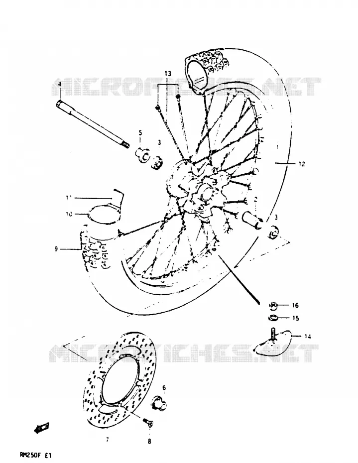 ROUE AVANT (MODELE F) Suzuki MOTO 250 RM 1984  RM250E(E/F)