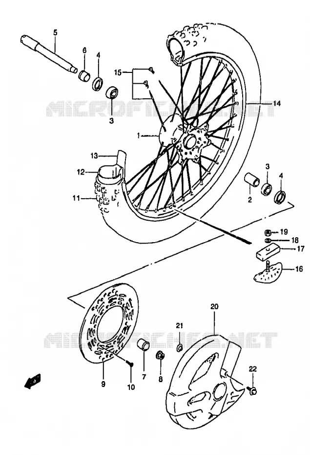 ROUE AVANT (MODELE T) Suzuki MOTO 250 RM 1996  RM250T(T/V/W/X/Y)