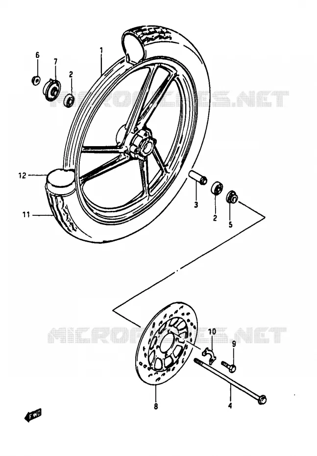 ROUE AVANT Suzuki MOTO 50 RG 1985  RG50F(D/E/F/1/G/J/K)