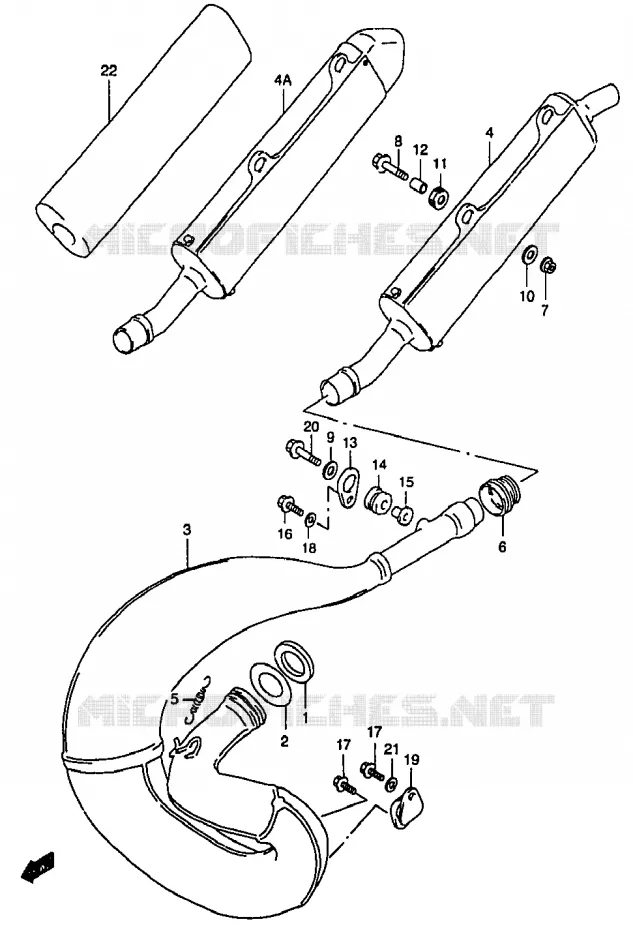 SILENCIEUX Suzuki MOTO 250 RM 2000  RM250Y(T/V/W/X/Y)