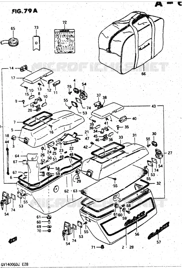 VALISE LATERALE - SUPPORT (MODELE J) Suzuki MOTO 1400 CAVALCADE 1987  GV1400GDH(DG-DJ/CJ)