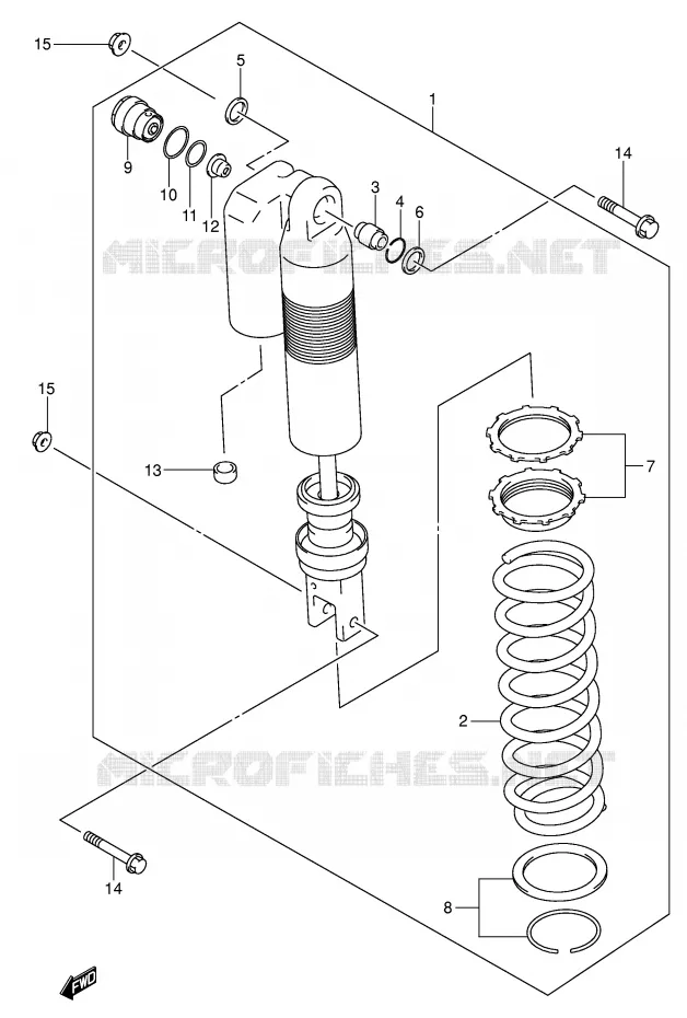 AMORTISSEUR ARRIERE (VOIR NOTE) Suzuki MOTO 400 DR-Z 2003  DR-Z400K3(E1)