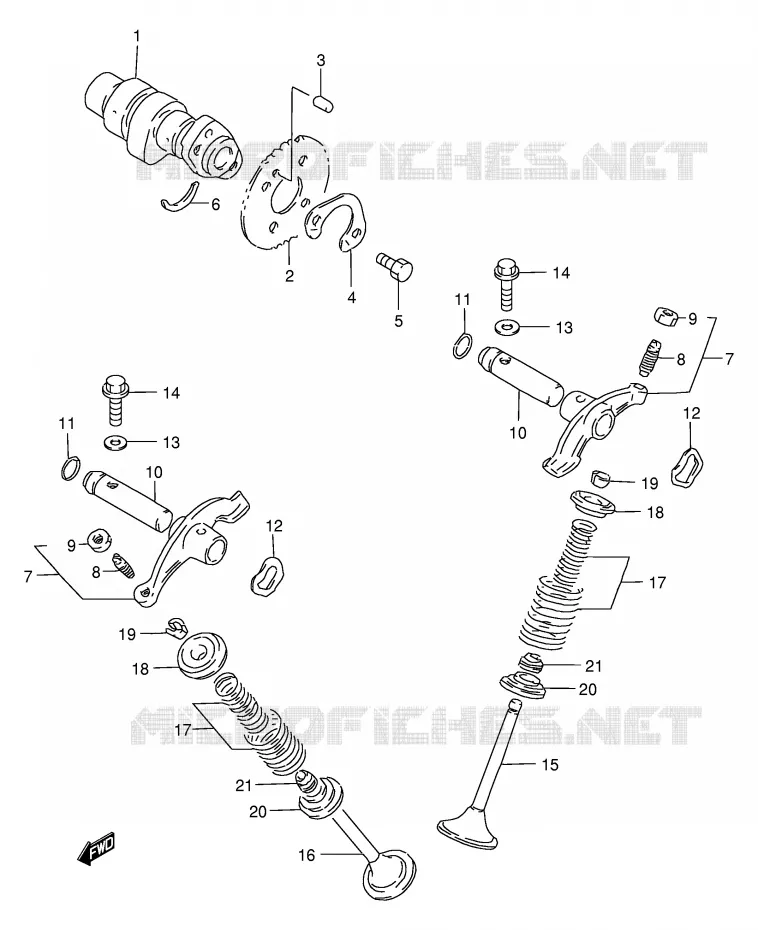 ARBRE A CAMES - SOUPAPES Suzuki MOTO 200 DF 1997  DF200EV