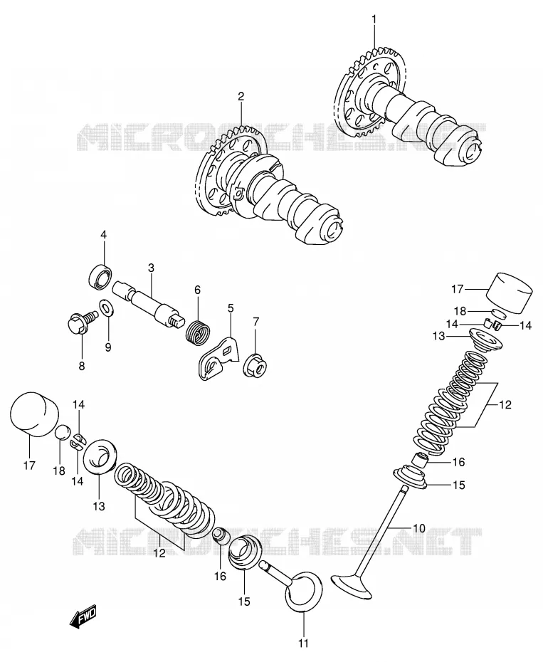 ARBRE A CAMES - SOUPAPES Suzuki MOTO 400 DR-Z 2002  DR-Z400EK2(E1)