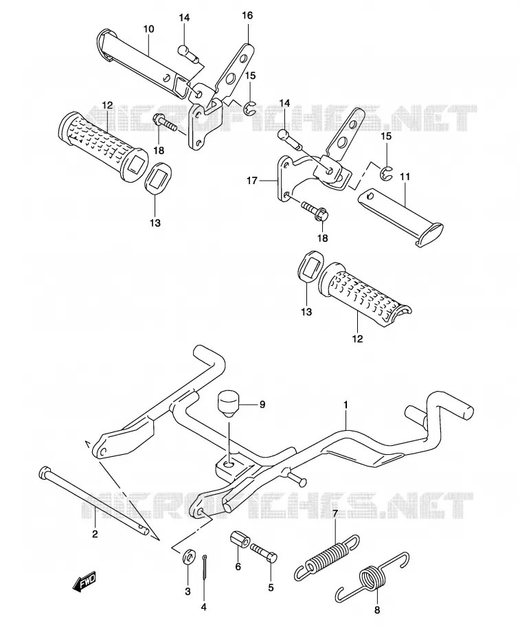 BEQUILLE (MODELE K1/ K2) Suzuki SCOOTER 50 KATANA 2004  AY50WK4(P19)