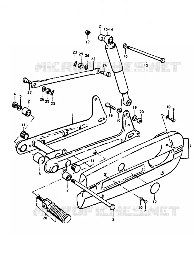 BRAS OSCILLANT ARRIERE Suzuki MOTO 100 A100 1990  A100L(K/L/M/N/4)