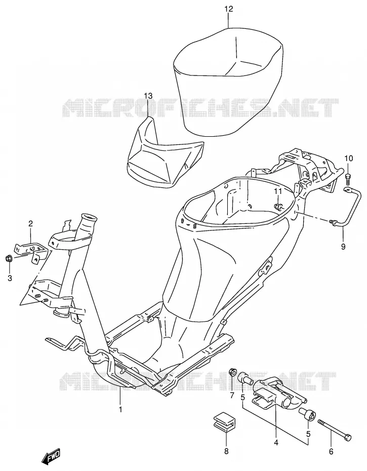 CADRE Suzuki SCOOTER 100 ADDRESS 1997  AG100V(E71)