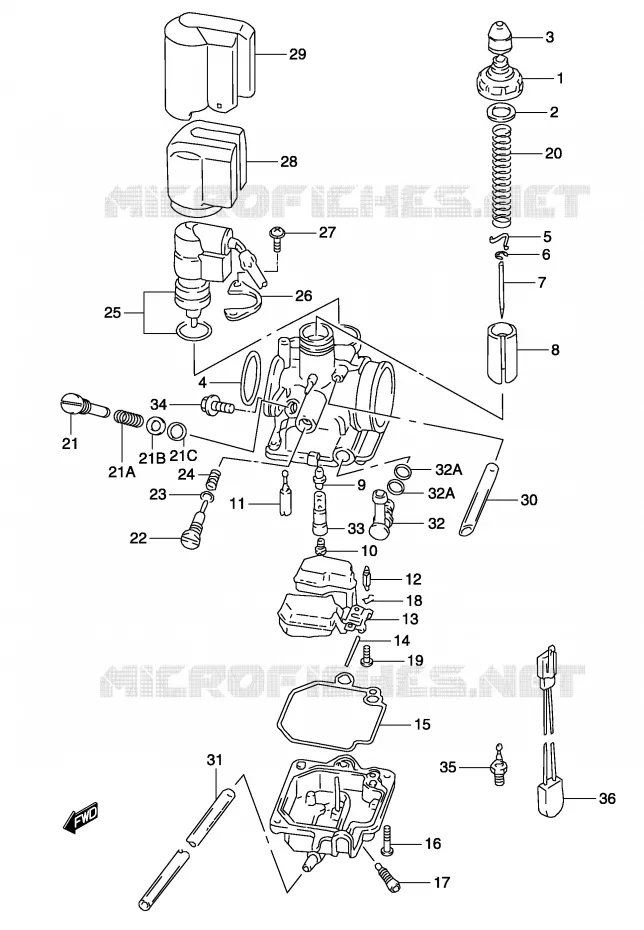 CARBURATEUR (MODELE AY50WR K1/K2) Suzuki SCOOTER 50 KATANA 2004  AY50WSK4(P19)
