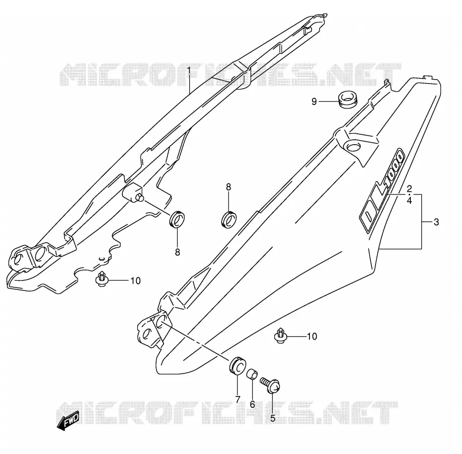 CARENAGE ARRIERE - CAPOT DE SELLE (MODELE K4) Suzuki MOTO 1000 V-STROM 2003  DL1000K3(E2)