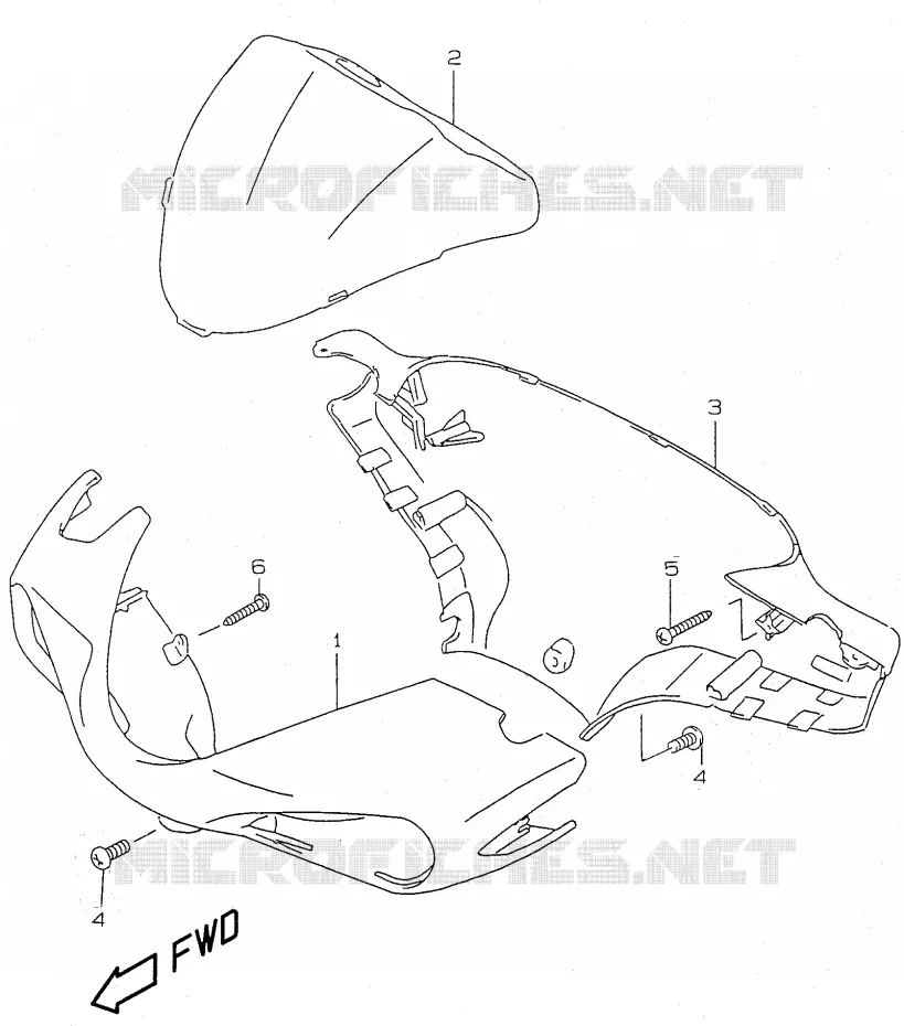 CARENAGE DE GUIDON (model AY50 K1) Suzuki SCOOTER 50 KATANA 2001  AY50WRK1(V/W/X/Y)