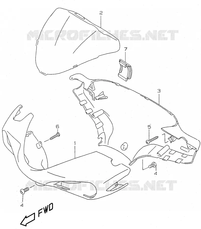 CARENAGE DE GUIDON (model AY50W/WR X) Suzuki SCOOTER 50 KATANA 1999  AY50X(V/W/X/Y)