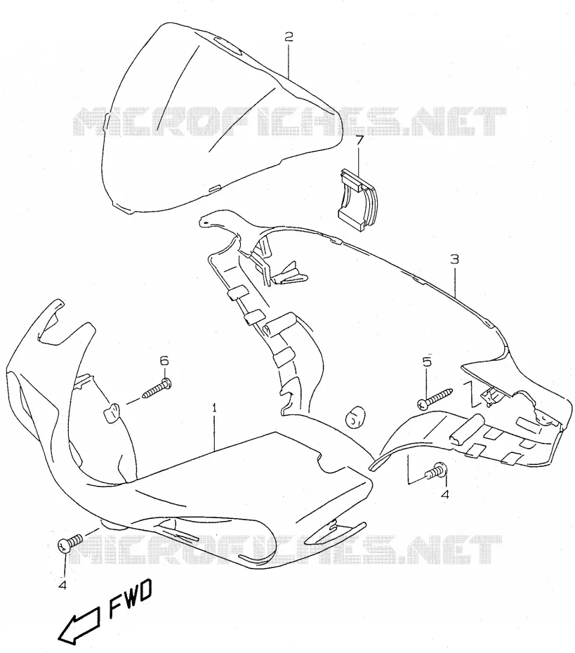 CARENAGE DE GUIDON (model AY50W/WR Y) Suzuki SCOOTER 50 KATANA 2000  AY50WY(V/W/X/Y)