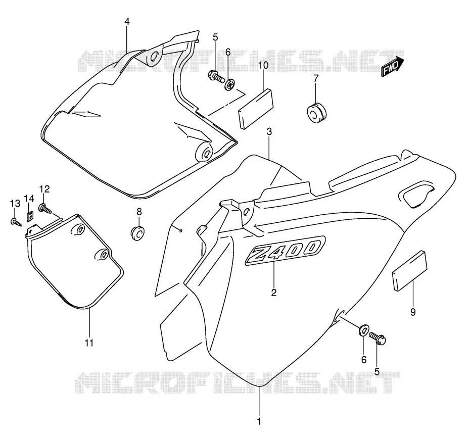 CARENAGES ARRIERE  (MODELE K1/K2) Suzuki MOTO 400 DR-Z 2000  DR-Z400EY(E1)